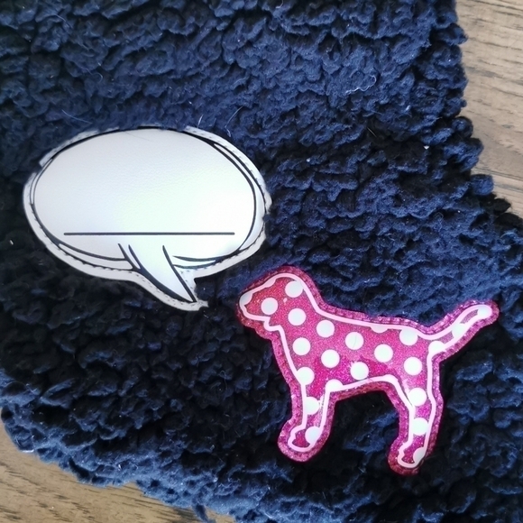 VICTORIA'S Secret Pink Black Plush Christmas Stocking New - Picture 4 of 5